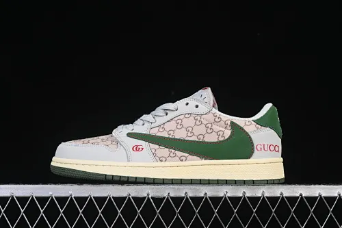 All categories Air Jordan Jordan series basketball shoes Air Jordan 1 Low High-end customized low-top sneakers Travis Scott x Fragment Design x Air Jordan 1 Low OG SP AJ1 Joe 1 Gucci joint pattern green and brown low-top cultural casual sneakers DZ5899-001